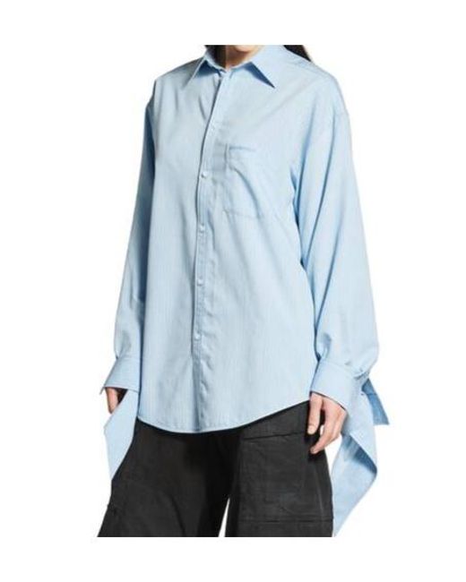 Balenciaga Blue Knotted Cuff Blouse
