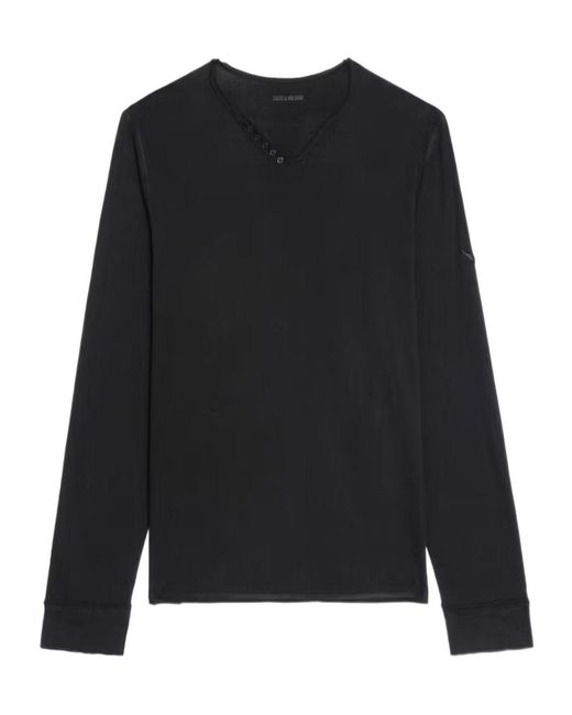 Zadig & Voltaire Black Monastir Henley T-Shirt for men
