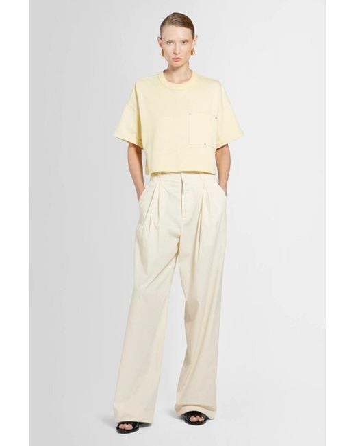 Bottega Veneta Natural Cropped Crewneck T-Shirt