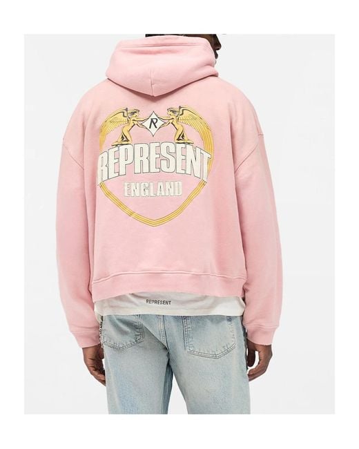 Represent Pink Long Sleeved Logo-Embroidered Hoodie for men