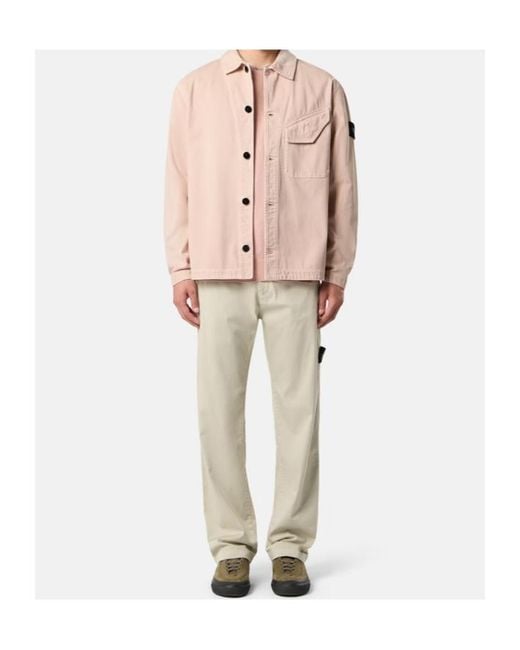 Stone Island Pink Comfort-Fit Overshirt With Chest Pocket for men