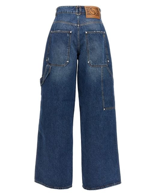 Stella McCartney Blue Wide-Leg Cargo Jeans