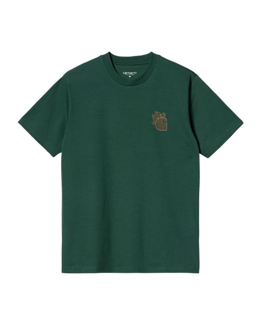 Carhartt Green T-Shirt With Round Neck And Short Sleeves for men
