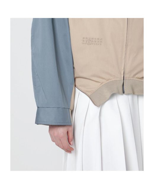 MM6 by Maison Margiela Blue Colourblock High Neck Jacket