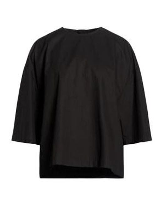 Rick Owens Black Minimalist Three-Quarter Sleeve Top