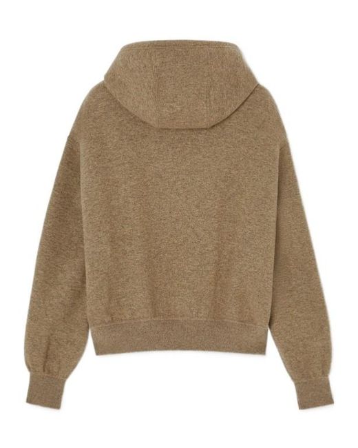 Loro Piana Natural Drawstring Knitted Hooded Jumper