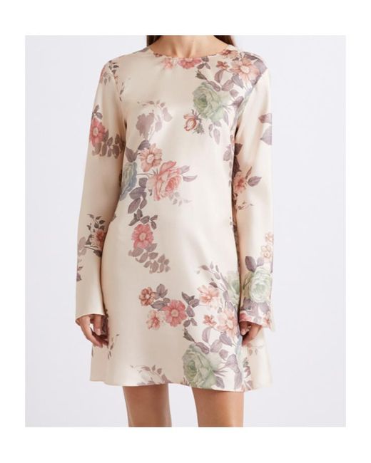 Marella Natural Flared Silk Twill Dress