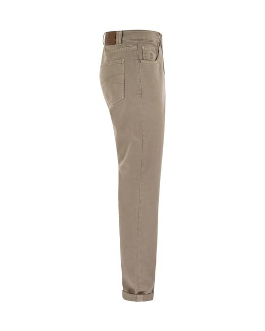 Brunello Cucinelli Gray Logo Patch Straight-Leg Jeans for men