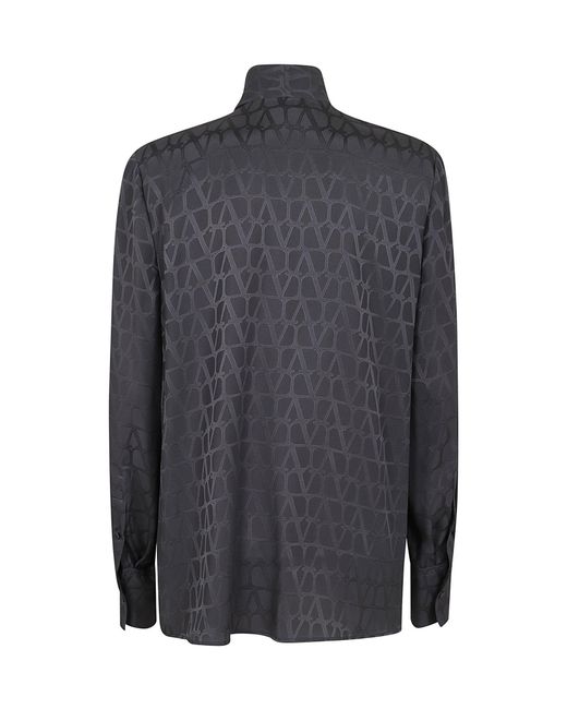 Valentino Blue Toile Iconographe Jacquard Long-Sleeved Blouse