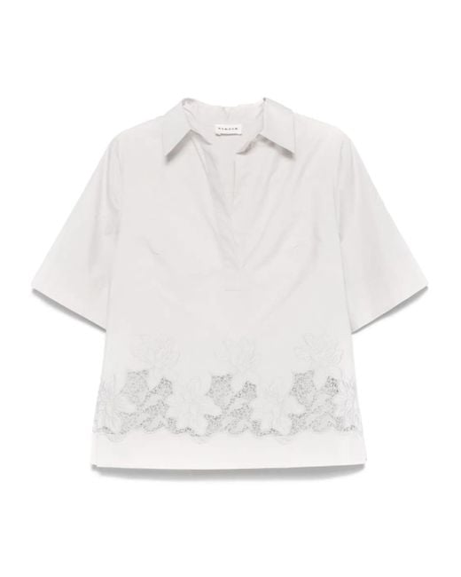 P.A.R.O.S.H. White Flora-Embroidered Blouse