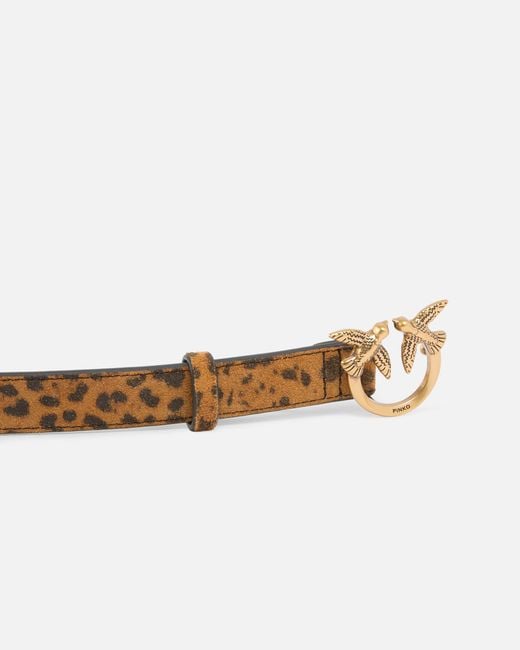 Pinko White Leopard Love Birds Buckled Belt
