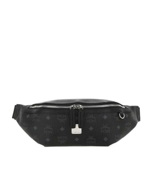 MCM Black Fursten Zipped Medium Belt Bag for men