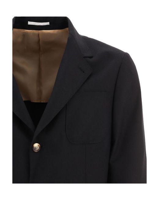 Brunello Cucinelli Black Single-Breasted Wool Blazer for men