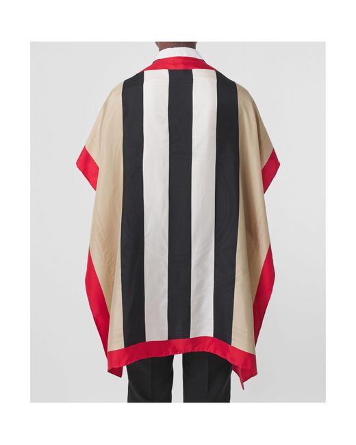 Burberry Red Icon Stripe Silk Cape