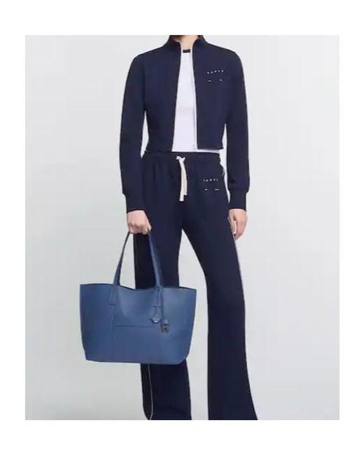 Hogan Blue Hanging Accent Script Top Handle Bag