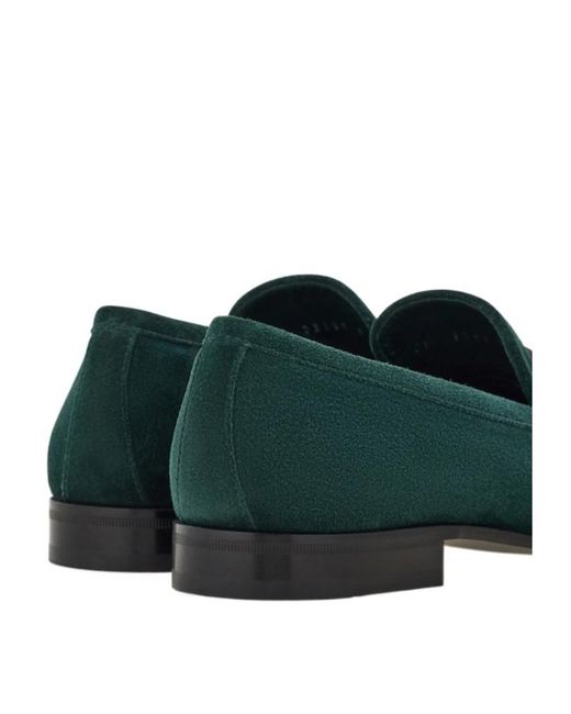 Ferragamo Green Gancini Buckle Loafer for men