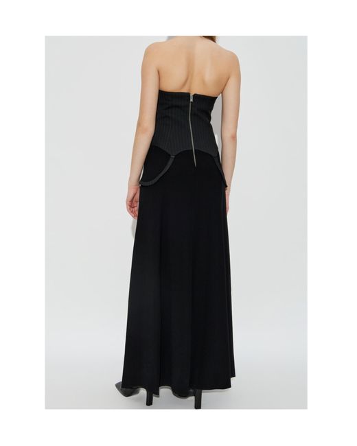 M I S B H V Black Pinstripe-Panel Dress
