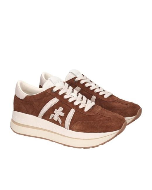 Premiata Brown Lace-Up Low-Top Sneakers