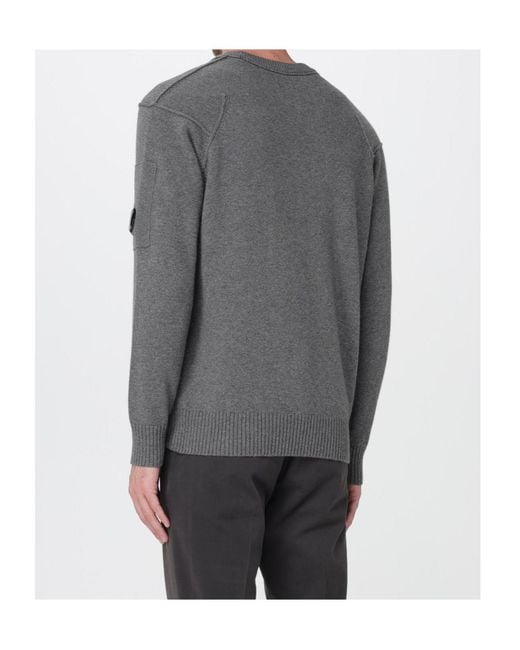C P Company Gray Lens Detail Crew Neck Knitwear for men