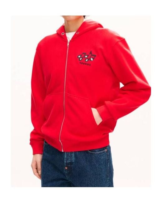 KENZO Red Sounds' Zip Up Hoodie for men