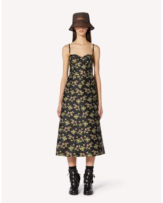 RED Valentino Black Three-Leaf Brocade With Corset