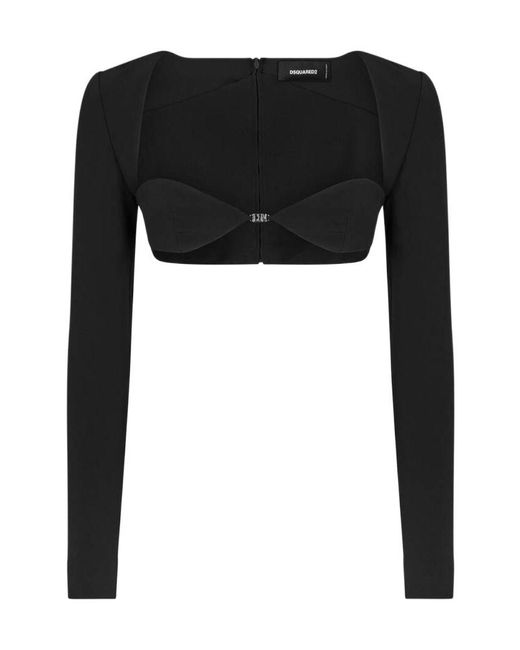 DSquared² Black Logo Plaque Cropped Top