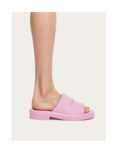 Ferragamo Pink Knurled Slippers
