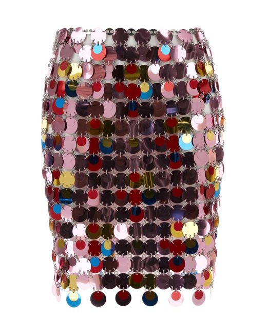 Rabanne Red Sequin Embellished Mini Skirt