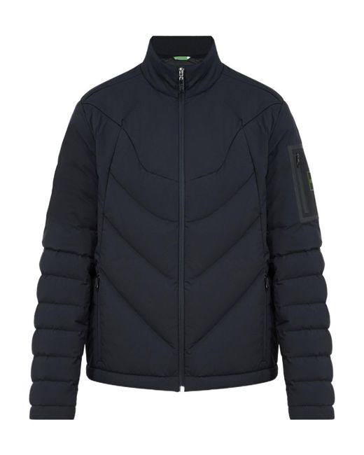 Boss Blue Quilted Patch Down Jacket for men