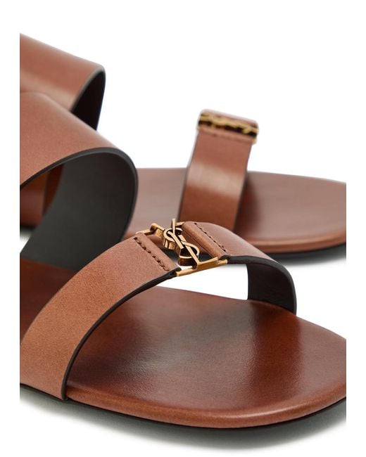 Saint Laurent Brown Babylone Leather Sandals
