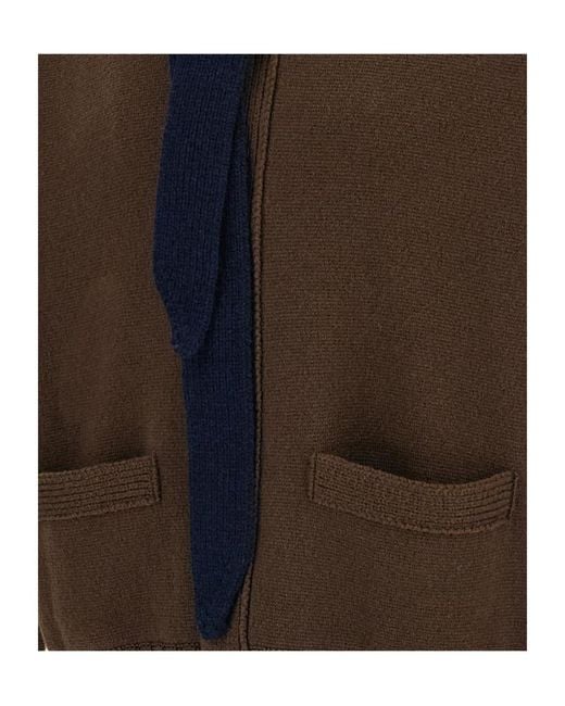 Sacai Brown Contrast Trim Knit Cardigan for men
