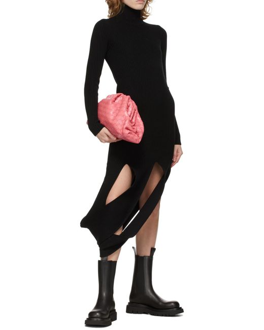 Bottega Veneta Black Asymmetric Knitted Dress