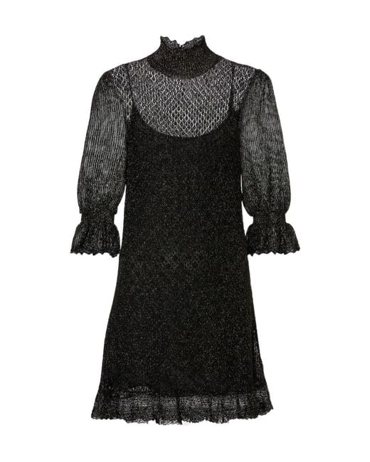 Chloé Black Ruffled Lamé Minidress