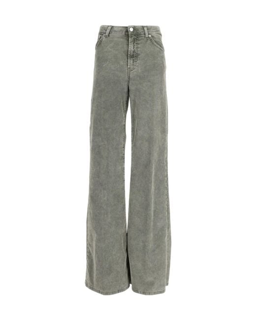Dondup Gray Logo Patch Straight-Leg Pants