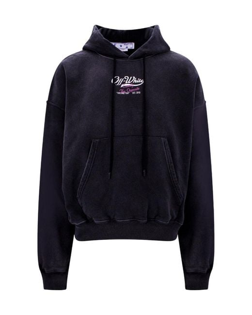 Off-White c/o Virgil Abloh Blue Logo-Print Cotton Hoodie for men