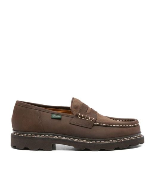 Paraboot Brown Leather Penny Loafers for men