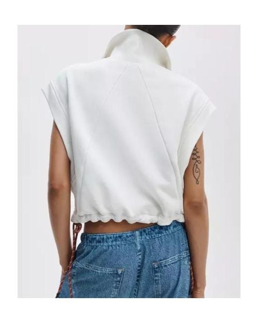 Rag & Bone White Vintage Terry Half-Zip Muscle Tee