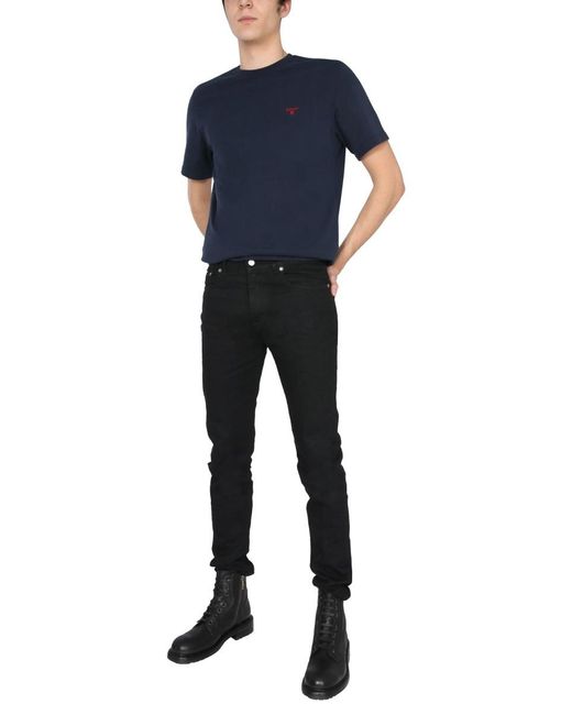 Barbour Blue Logo Embroidered T-Shirt for men