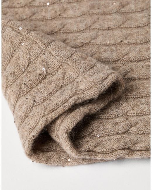 Brunello Cucinelli Natural Cable-Knit Sequin Scarf