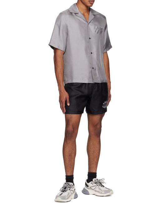 Amiri Gray Logo Printed Short-Sleeved Shirt for men