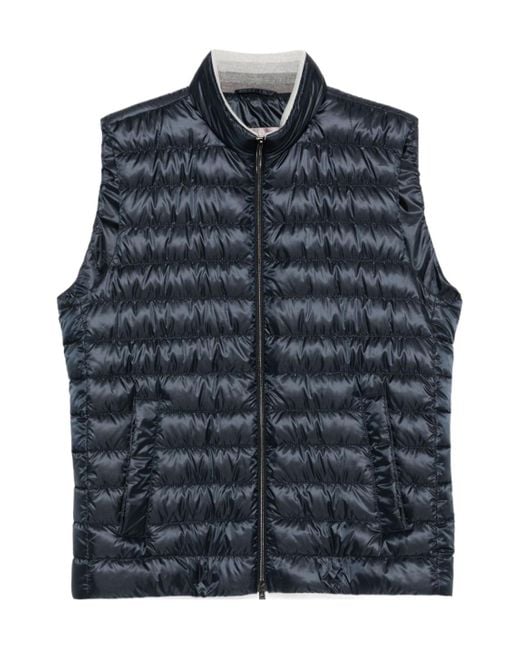 Herno Blue Quilted Zip-Up Vest for men