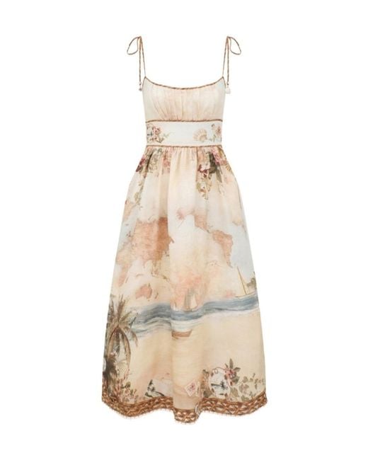 Zimmermann Natural Mahon Printed Midi Dress