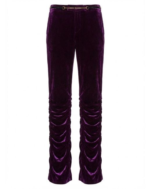 Gucci Purple Belted Runched Pants