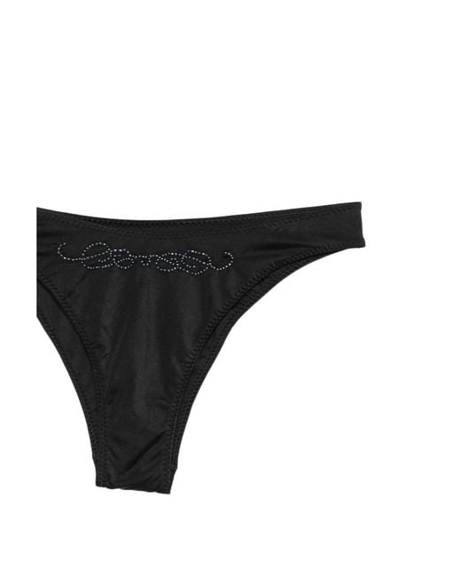 Frankie's Bikinis Black Beaded-Logo Swim Trunks