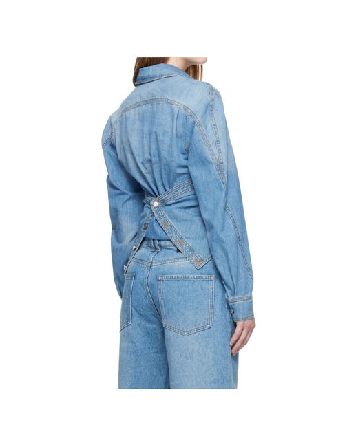 Mugler Blue Wrap-Effect Denim Shirt
