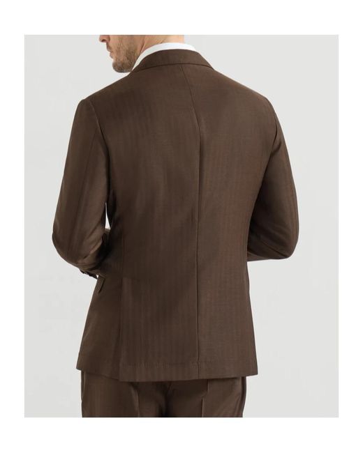 Brunello Cucinelli Brown Virgin-Wool And Cashmere One-And-A-Half Breasted Deconstructed Blazer for men