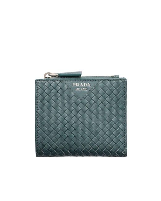 Prada Blue Small Leather Wallet for men