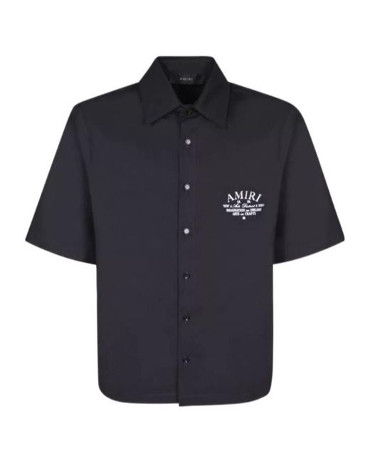 Amiri Blue Lapel Short-Sleeved Shirt for men