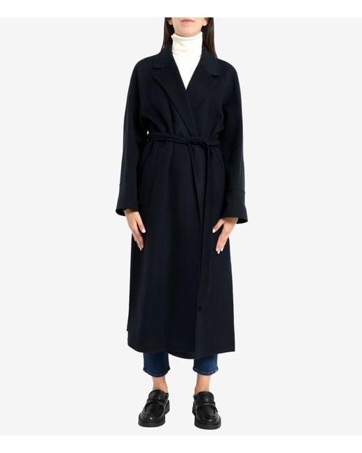 Max Mara Blue 'S Poldo Belted Long-Sleeved Coat
