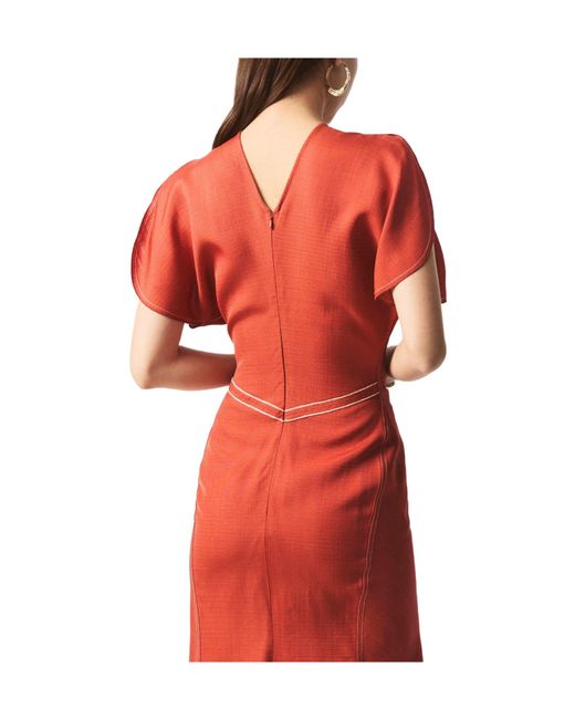 Victoria Beckham Tailored Ruched Front Midi Dress